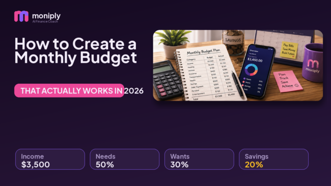 article_featured_image_01_monthly_budget_1600x900 Monthly budget planner with calculator, calendar, phone finance dashboard, and savings notes.